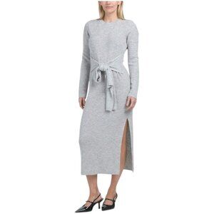 TOCCIN Wool Blend Blakely Crew Neck Tie Front Dress